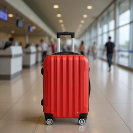 Red 3-in-1 Travel Luggage Set Large Capacity ABS Plastic with Combination Lock 4 Wheels Unisex Suitcase for Travelcolor: as picture Color