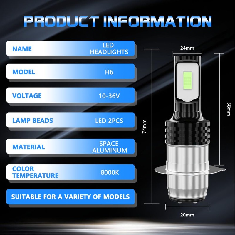 TJJTGBR P15D H6M LED bulbs Motorcycle Bulbs 8000K Ice Blue,For