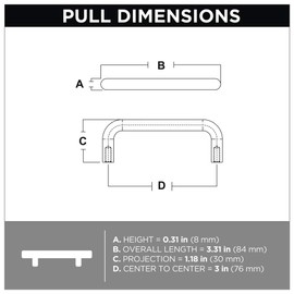 Liberty P604DA-PC-C 3-Inch Cabinet Hardware Handle Wire Pull