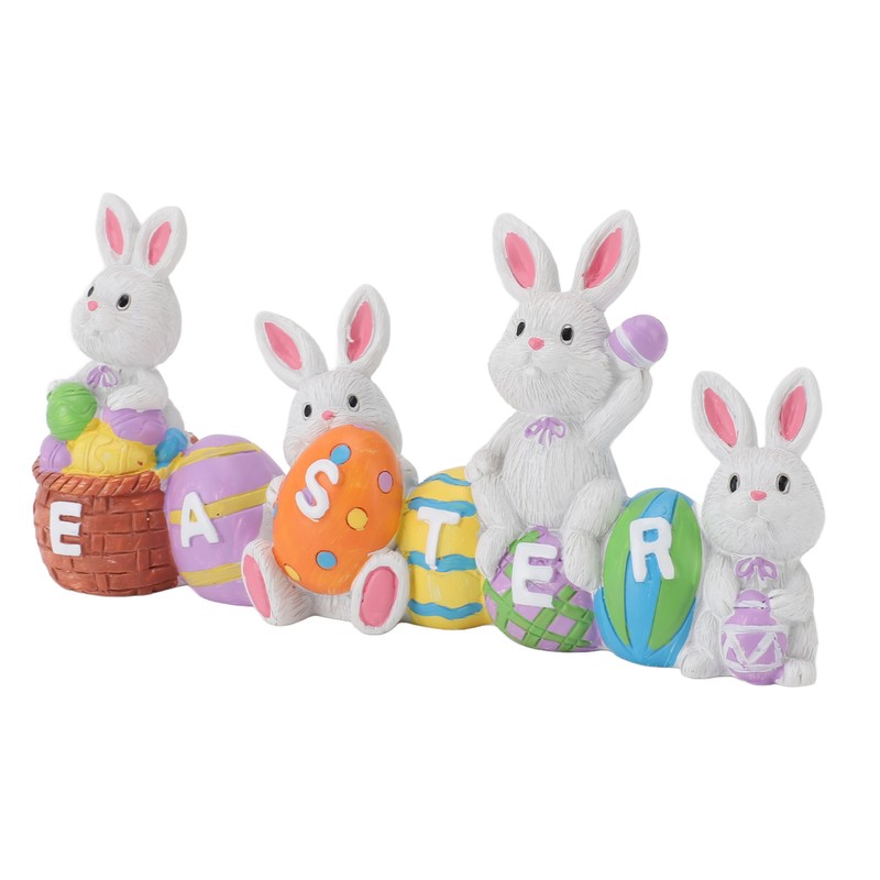 Easter Rabbit Decoration Multipurpose Vivid Cute Hand Painted Resin Rabbit