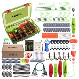 Goture Catfish Rig Making Kit,274pcs Catfishing Tackle with Luminous Fishing Hook Swivel Sinker Weights Rattle Float Bobber Stoppers,Catfish Rigs Accessories with 3600 Tackle Box,Gifts for Men