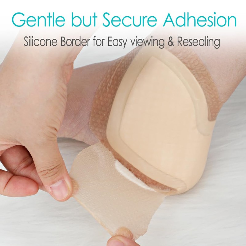 Silicone Heel Bordered Foam Dressing Waterproof Absorbent Wounds Bandages Pressure