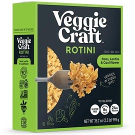 Veggiecraft Farms Rotini Pasta - High Protein, Vegan, Gluten Free Noodles, Made with Lentil Peas & Cauliflower, Plant Based, Low Carb, Healthy Pasta, High Fiber, Non-GMO - 35.2 oz (Pack of 1)
