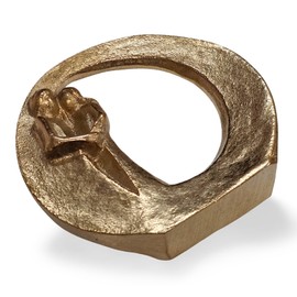 Herzmensch Man and Woman Sculpture Small and Gold Solid Bronze 8 cm Love Bride and Groom Lovers Figurine as a Gift for Wedding, Anniversary or Valentine's Day for Couples