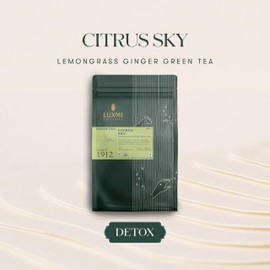 Luxmi Estates Citrus Sky Lemongrass Ginger Green Tea 50 Tea Bags (100g) Pack | Certified Organic Darjeeling Green Tea | Natural Lemon Balm Tea - Calming, Supports Digestion | 50 Cups Bulk Pack