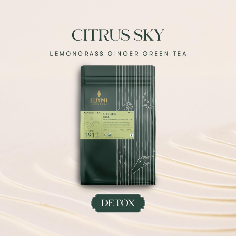 Luxmi Estates Citrus Sky Lemongrass Ginger Green Tea 50 Tea