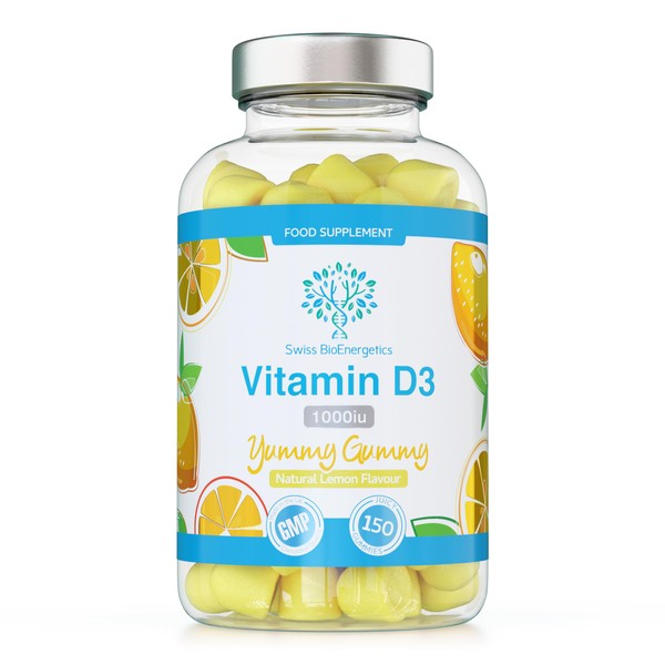 swiss bioenergetics Vitamin D3 Gummies 25g 1000IU - 150 Natural