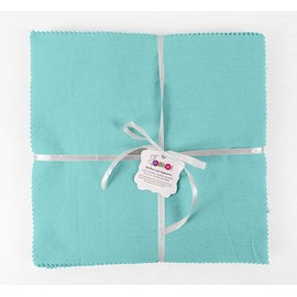 Soimoi Solid Aqua Blue Precut 10-Inch Cotton Fabric Bundle Quilting Squares Charm Pack DIY Patchwork Sewing Craft