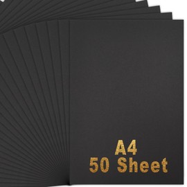 Coriver 21 x A4 Black Card 50 Sheets A4 Black Photo Card A4 Black Card Paper Thick Art Paper Pack 250gsm Black Paper for Crafts, Arts, Office and Stationery