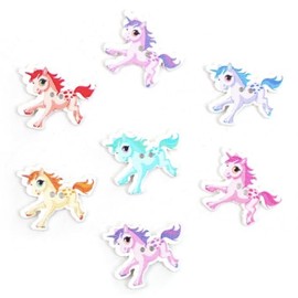 Pack of 20 Beautiful Wooden Buttons Unicorn Colourful Random Mix, 30 x 31 mm, 2 Holes, Colourful Craft Buttons, Animal Buttons for Sewing, Crafts, Unicorns DIY