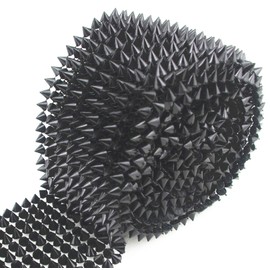 Decorative Spike Stud Trim Mesh, 1 Yard Plastic Flatback Roll, Multi-Color, for DIY Crafts and Costumes (Black)