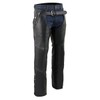 Milwaukee Leather Chaps for Men's Black Leather 4-Pockets - Snap