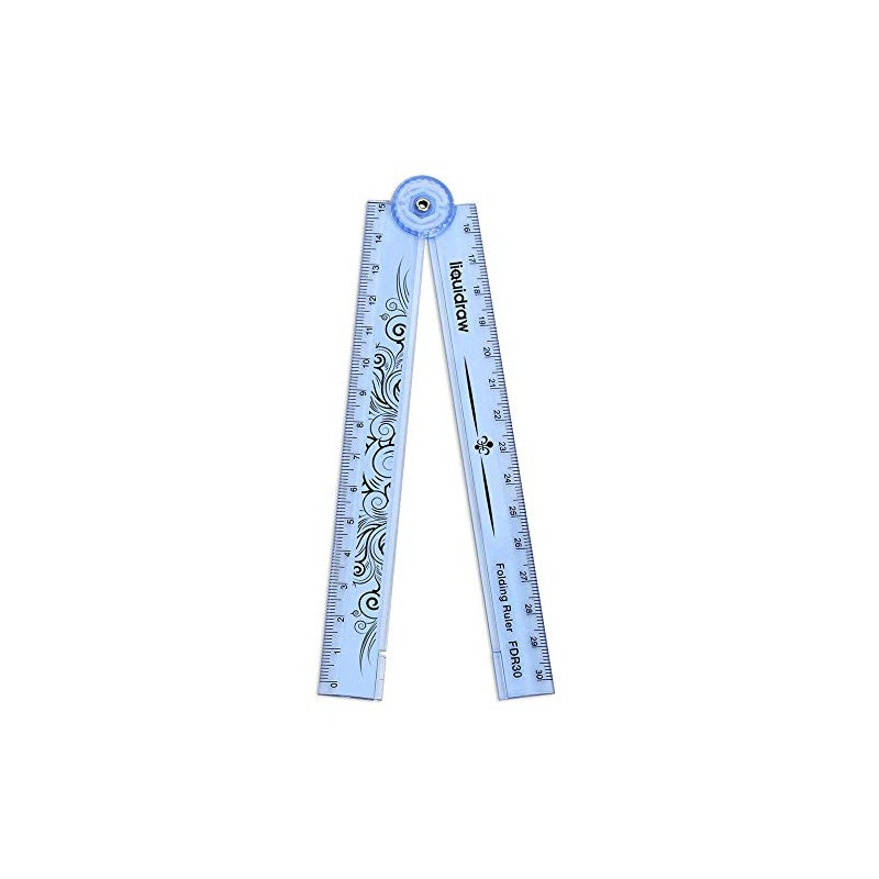 Liquidraw 30cm Folding Ruler Foldable Ruler School Stationery (Blue)