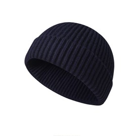 Wioklwe Beanie Hat Men - Fisherman Beanie Trawler Beanie Knitted Cuffed Winter Warm Hat Skullcap Gifts for Men UK (UK, Alpha, One Size, Navy Blue)