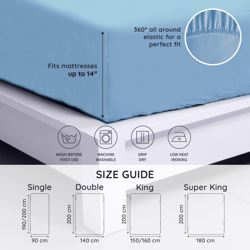 Bambaw Double Fitted Sheet Bamboo, 140x200 cm, Deep Pocket 35