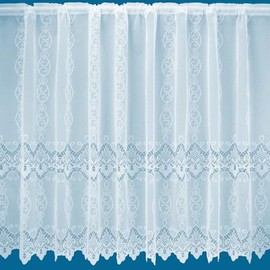 Amelia Heavy All Over Pattern Net Curtains In White - Sold By The Metre (Drop: 114cm (45"))