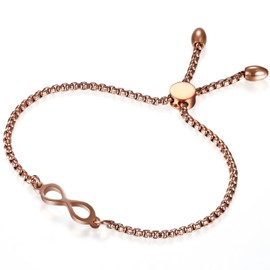 Flongo Bracelet Friendship Bracelets BFF Chains for 3, Stainless Steel Bangle Bracelet Sibling Chain Silver Rose Gold Infinity Sign Symbol, 22 inches, Stainless Steel, without stone