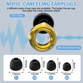 Ear Plugs for Sleeping, 4 Sizes, Noise Reducing Earplugs, Low Noise Reduction 25-32 db, Hearing Protection Ear Plugs, Soft Ear Plugs for Sleeping for Snoring (Transparent + Black)