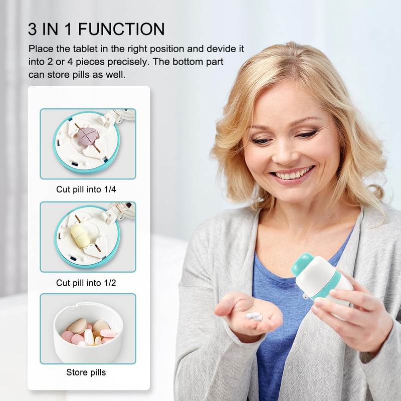 Pill Cutter - Pill Splitter with Stainless Steel Blade for