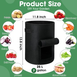 16 Pack Potato Grow Bags 10 Gallon Garden Planting Bag Garden Potato Grow Bags with Flap Vegetable Grow Bags Potato Growing Containers with Handles and Harvest Window for Potato Tomato and Vegetables