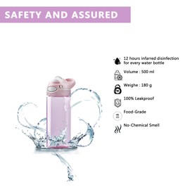 DEARART 2-Pack 16oz Pink Water Bottle and Grey Water Bottle Without Straw Wide Mouth, BPA FREE Has Handle Small Water Bottles Easy Carried, Suit Sports Office School Working etc.