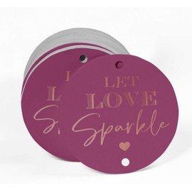 Inkdotpot Pack Of 50 Real Rose Gold Foil Paper Tags Let Love Sparkle Wedding Favor Hang Tags