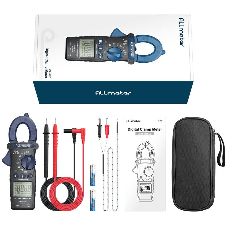 ALLmeter 600A TRMS Digital Clamp Meter with 6000 Counts,Auto Ranging,AC