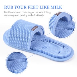TATBOOMU Shower Foot Scrubber,Soft Silicone Bristles with Non-Slip Suction Cups - Cleans,Smooths,Exfoliates & Massages Your Feet Without Bending,Improve Circulation & Soothes Tired Feet (1PCS Blue)
