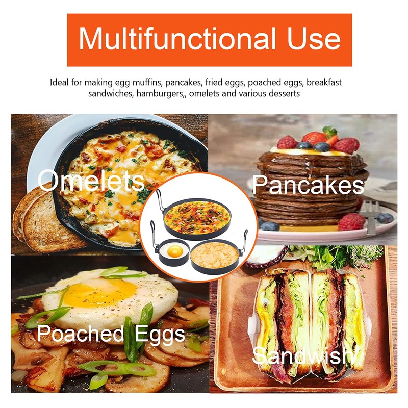 Stainless Steel Egg Cooker Set - 8" Omelette Ring, 6"