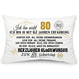 Yufansd Gift for 80th Birthday Women 80th Birthday Man Duvet Cover 1 Piece Pillowcase Decoration for Pillow Gifts for 80 Years Old Family and Friend Keepsake Cushion Cover (80th-50x75cm)