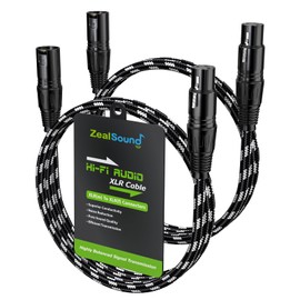 zealsound XLR Kabel (1m/3,3ft, 2er-Pack) – 3-Polig Stecker auf Buchse, Nylon-ummanteltes Hi-Fi XLR Audio Mikrofonkabel für Heimstudio, Mischpult, Podcast, Aufnahme & Bühne