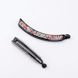 Minkissy Banana Hair Clips Acrylic Colourful Rhinestone Hairpin Crystal Horsetail Buckle Hair Clip for Women Ladies (Large)