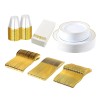 iMounTEK 175PCS White and Gold Plastic Plates -Disposable Dinnerware Set