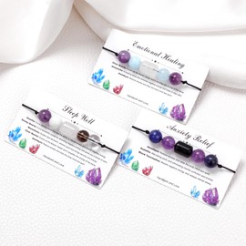 Bolianilo Anxiety Bracelet Set, Anxiety Relief Crystal Bracelet for Women Meditation Emotional Healing Bracelets,Natural Stone Bracelet Jewelry Gifts