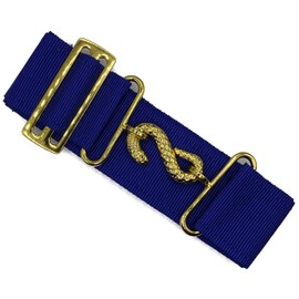 DEURA Masonic Apron Extender Extension for Masonic Aprons BLUE BELT with GOLD SNAKE Clasp Hardware