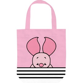 Winnie Tote Bag with Cartoon Forest Animal Print – Reusable Lightweight Bag with Cute Pooh, Tiger, Pig & Donkey Characters – Cute Birthday Decorations, Gift Bags for Women (Pink Piglet)