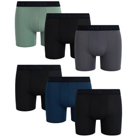 Van Heusen Men's Boxer Briefs - 6 Pack Sport Soft Performance Moisture Wicking Boxers - Breathable Underwear for Men (S-XL), Size Small, Black/Green Bay/Moonlit Ocean/Medium Grey