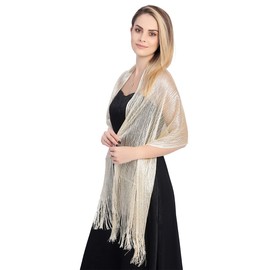 FAIRYGATE Ladies Scarves Sparkling Metallic Shawls and Wraps Scarfs for Women with Buckle Lightweight Glitter Light Stole Elegant Scarf for Prom Wedding Party Dresses A0512