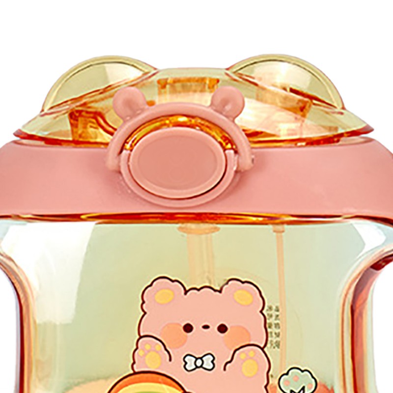 450ml Kids Water Cup with Handle and Lanyard Plastic Straw