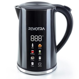 1.7L Electric Kettle, Stainless Steel Interior, 1500 Watt, Fast Boiling Water Boiler, LED Display, Temperature Control, Keep Warm, Auto Shut-Off, Boil-Dry Protection, Double Wall Cool Touch, Cordless