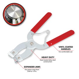 Performance Tool W80575 Piston Ring Compressor Pliers - Installs and Removes Rings 3/64-Inch through 1/4-Inch - Comfortable Vinyl Grip Handles
