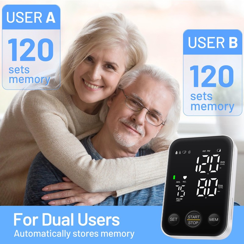 Blood Pressure Monitor Upper Arm Machine Accurate Adjustable BP Cuff