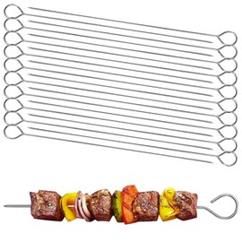 20pcs Metal Kebab Skewers 20cm for Air Fryer & BBQ, Reusable Stainless Steel Skewers Heavy Duty 1.8mm for Grill, Oven