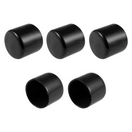TOP-VIGOR 5Pcs Rubber End Caps, 35mm ID Round Flexible Screw End Caps Thread Protectors, Black Vinyl Bolt Covers Rubber Covers for Screws, Tubes, Cables, Wires, Cyling, etc