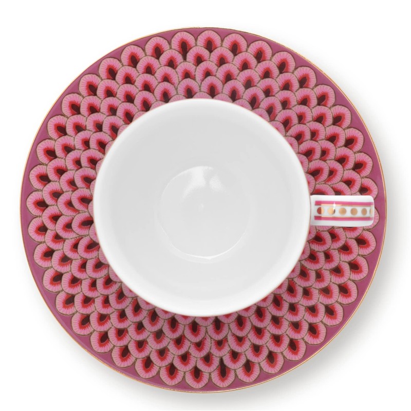 Pip Studio 51004144 Flower Festival Espresso with Bottom Dark Pink