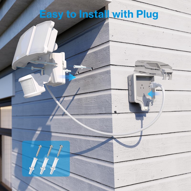 Olafus 75W Motion Sensor Outdoor Light Plug in, Motion Flood