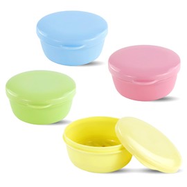 TPBSITNS 4 Pcs Travel Soap Box, Waterproof Self Draining Soap Dish with Lid, Mini Portable Soap Case Holder for Travel, Leak Proof Plastic Round Soap Container for Home Bathroom Shower Gym Camping