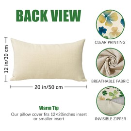 Fahrendom St Patricks Day Lumbar Decorative Rectangle Pillow Cover 12 x 20, Lucky Shamrock Clover Porch Patio Outdoor Pillowcase, Spring Irish Sofa Couch Cushion Case Home Decor