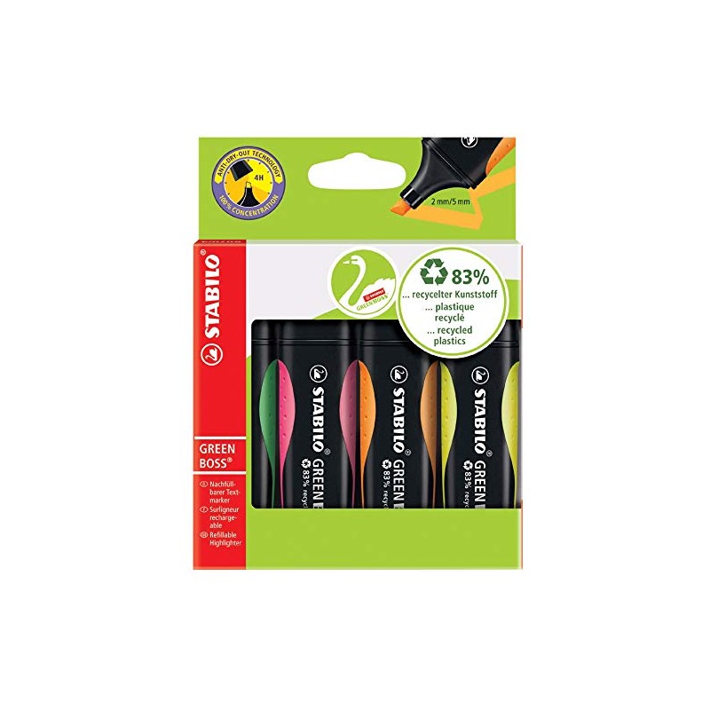 STABILO Green Boss Highlighters Pack of 4 Box of 4