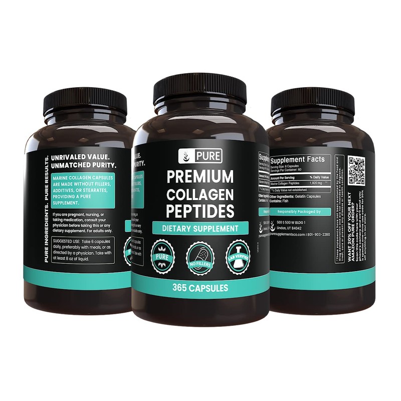 PURE ORIGINAL INGREDIENTS Marine Collagen (365 Capsules) No Magnesium Or